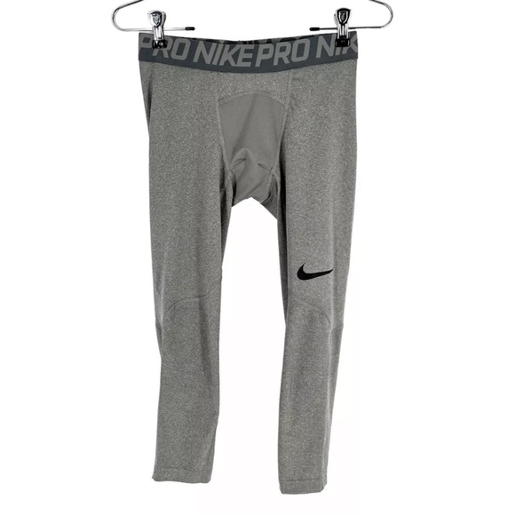 Nike Pro Training Tights Mens Size Small Gray 3/4 Length Lightweight Cool - Picture 1 of 9
